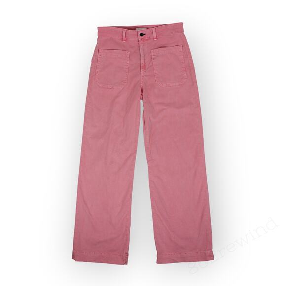 Sz 29 AskkNY Sailor Pant WashedPink Canvas HiRise WideLeg StretchTwill - Picture 9 of 12